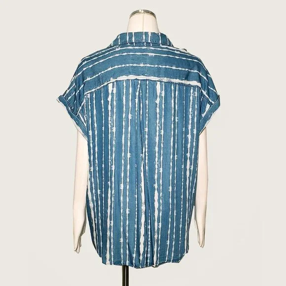 Style&co. Mock Denim Hi-Low Top - Picture 5 of 6